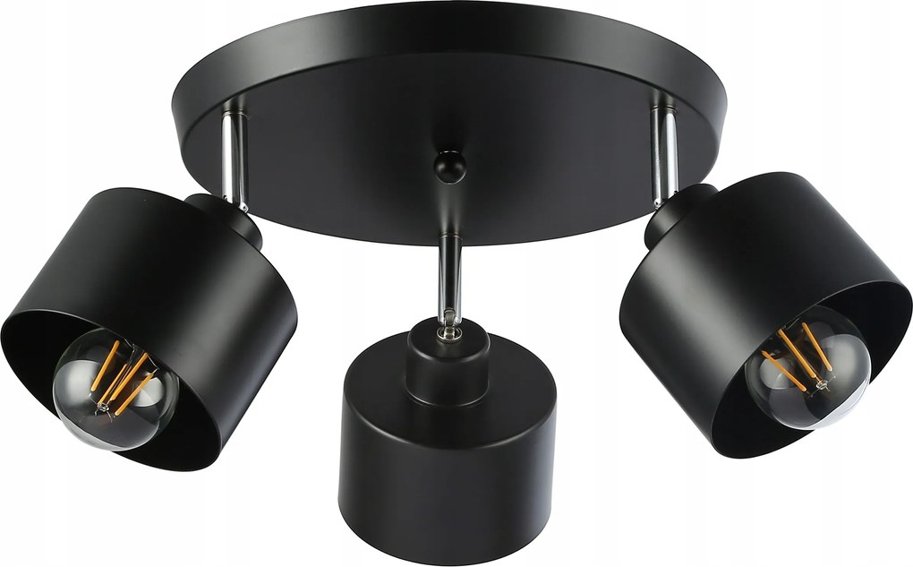 Mennyezeti lámpa fali lámpa függeszték csillár Led 3x E27 lámpatest Loft fekete