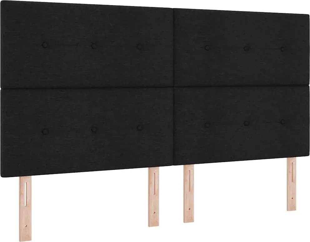 vidaXL Boxrugós ágy matracmal leddel Fekete 180 x 200 cm szövet