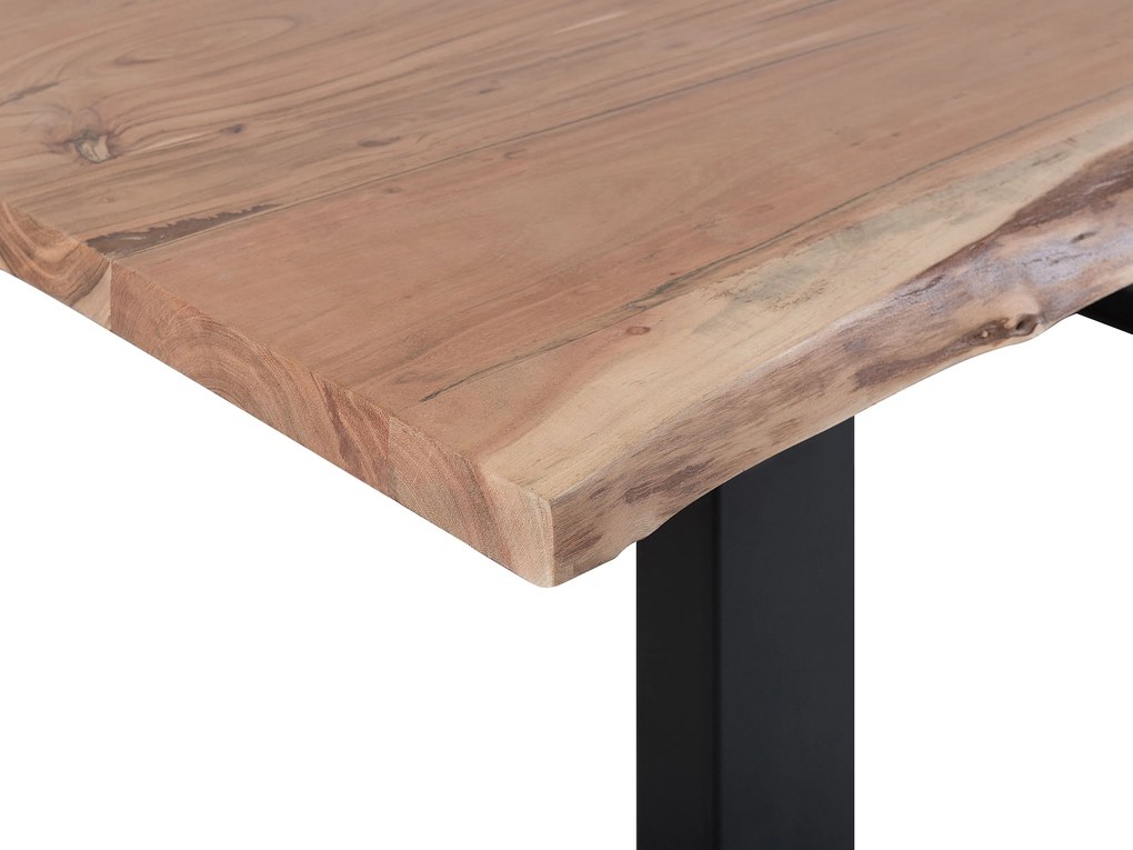 Rusztikus Fa Étkezőasztal Fekete Fém Lábazattal 200 x 95 cm HEBY Beliani