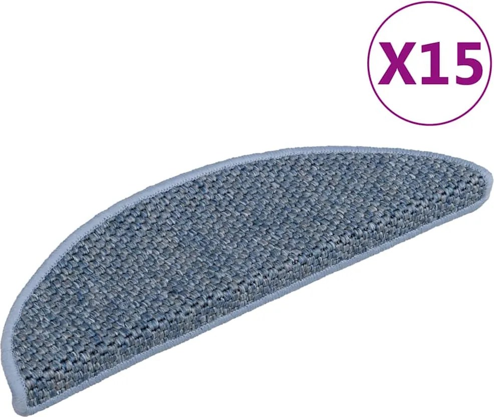 vidaXL 15 db szizál hatású kék öntapadó lépcsőszőnyeg 56x17x3 cm