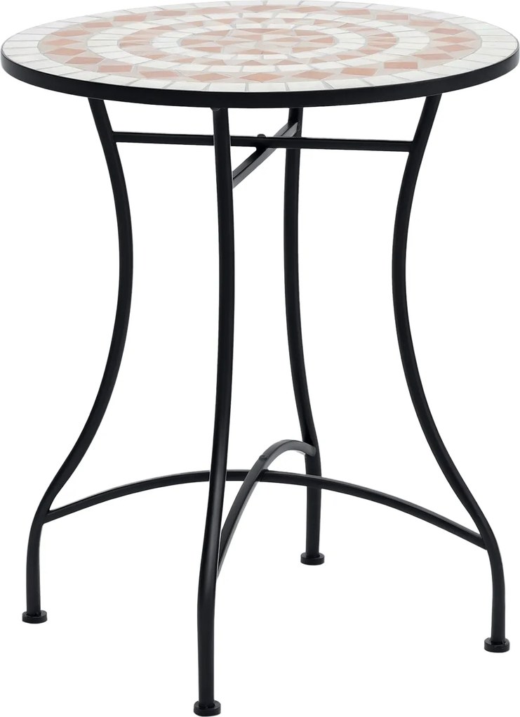 Outsunny Kerti Asztal Ø60 x H71cm, Időjárásálló Fém Terasz Asztal, Kültéri Étkező Asztal, Kemping Oldalasztal, Kerek Terasz Asztal Kertbe, Balkondra N