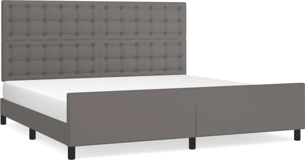 vidaXL szürke műbőr ágykeret fejtámlával 200 x 200 cm