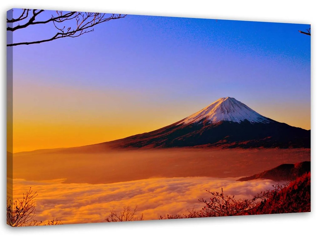 Gario Vászonkép A Fuji hegy napfényben fürdik Méret: 120 x 80 cm