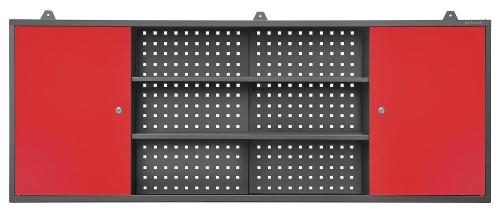 Függő műhelyszekrény LEO, 1600 x 600 x 200 mm, antracit-piros