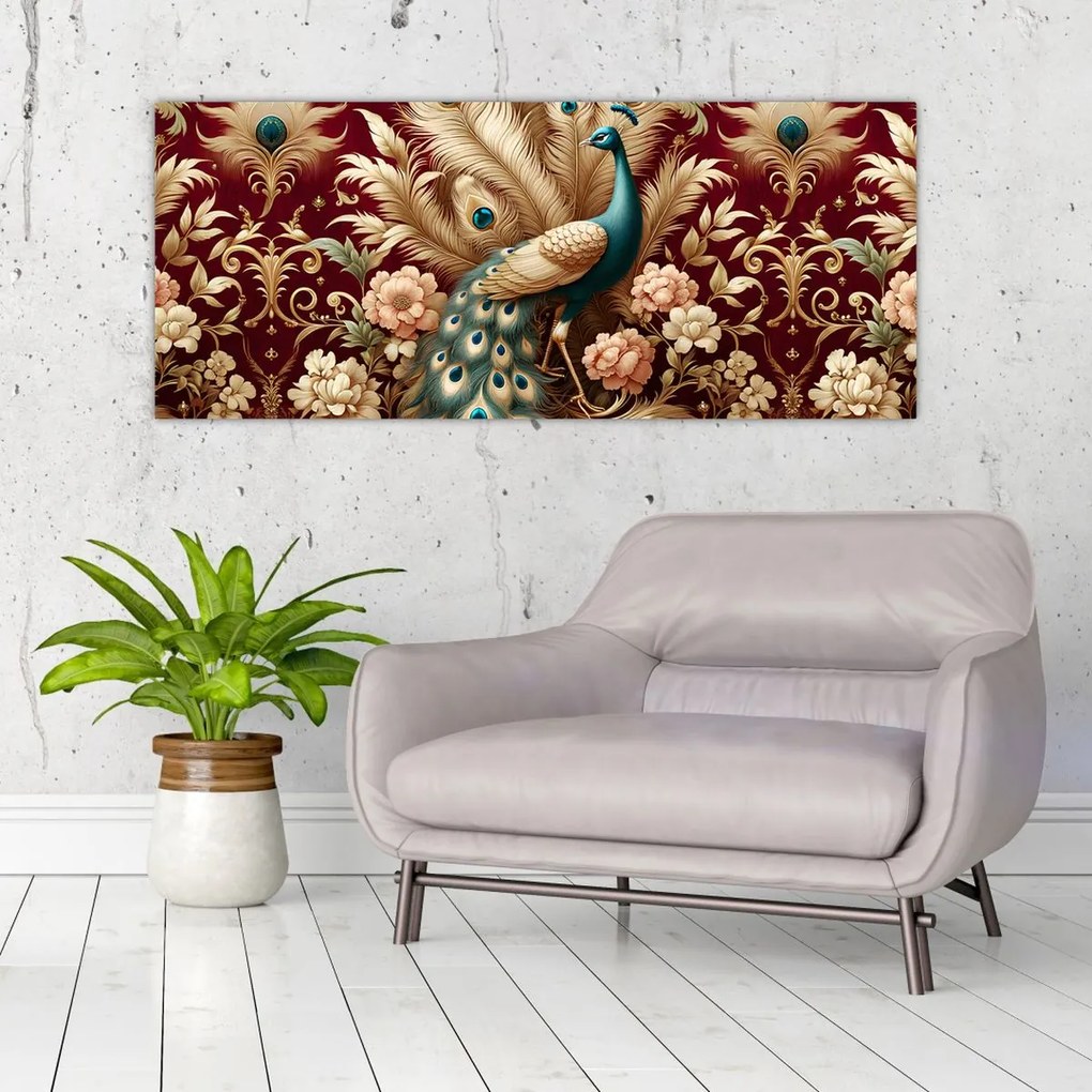 Kép – Elegáns páva (120x50 cm)