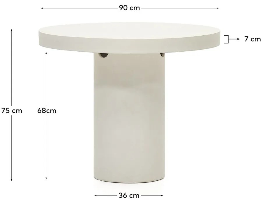Beton kerek kerti étkezőasztal ø 90 cm Aiguablava – Kave Home