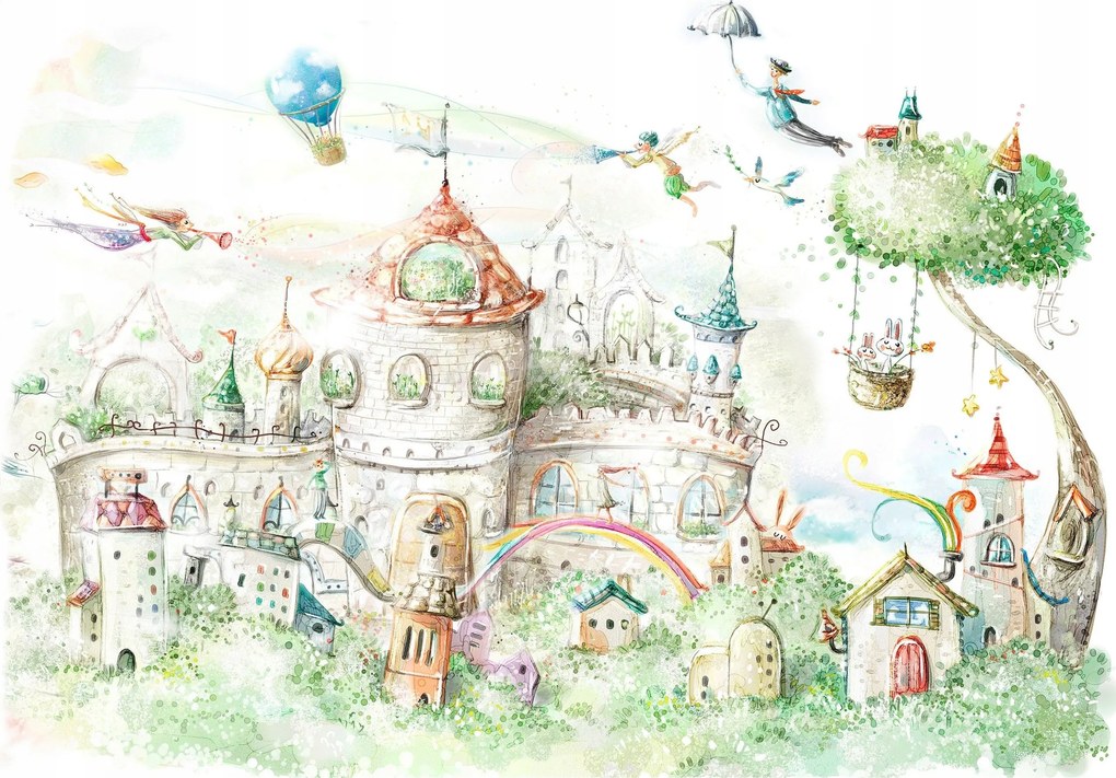 Fotótapéta Álomvár lufi szivárvány gyerekszoba 254x184 vinil +ragasztó