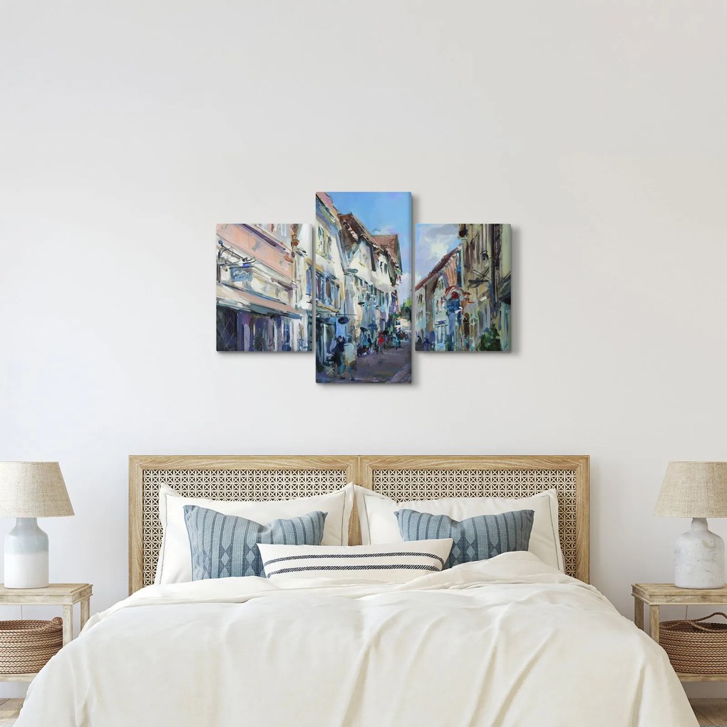 Kép - régi város sikátora, akril festmény (90x60 cm)