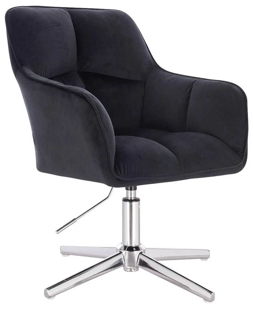 HR550CROSS Fekete modern velúr szék krómozott lábbal