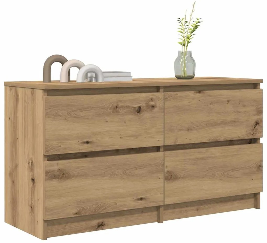 kézműves tölgy színű szerelt fa TV-szekrény 100x35x54 cm