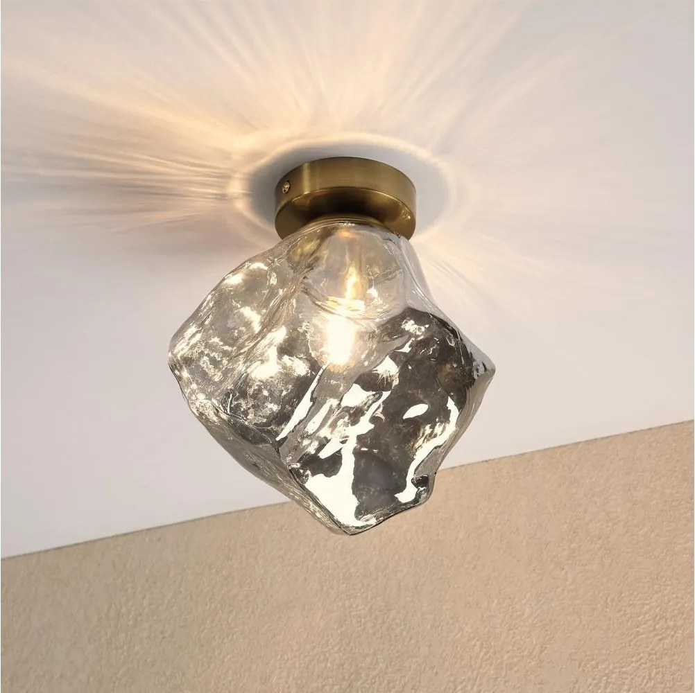 Mennyezeti lámpa CRISTAL 1xE14/15W/230V sárgaréz/füstös fekete