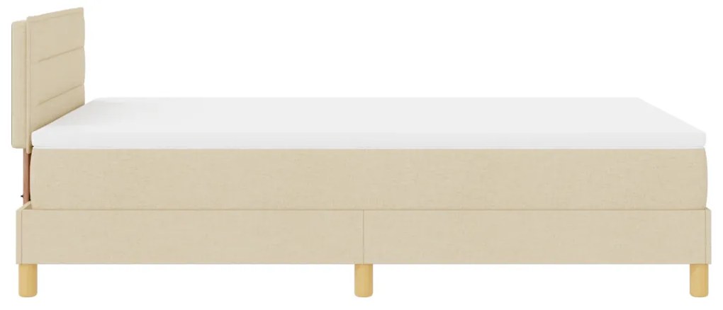 Box Spring ágy matraccal és LED-del, krém színben, 120x200 cm, szövet