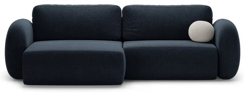 Sötétkék zsenília kinyitható-tárolóhelyes sarokkanapé Tonale – Cosmopolitan Design