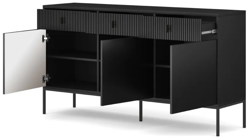 Komód 3 ajtóval és 3 fiókkal fekete színben fekete fogantyúkkal – MAGGIORE MA03