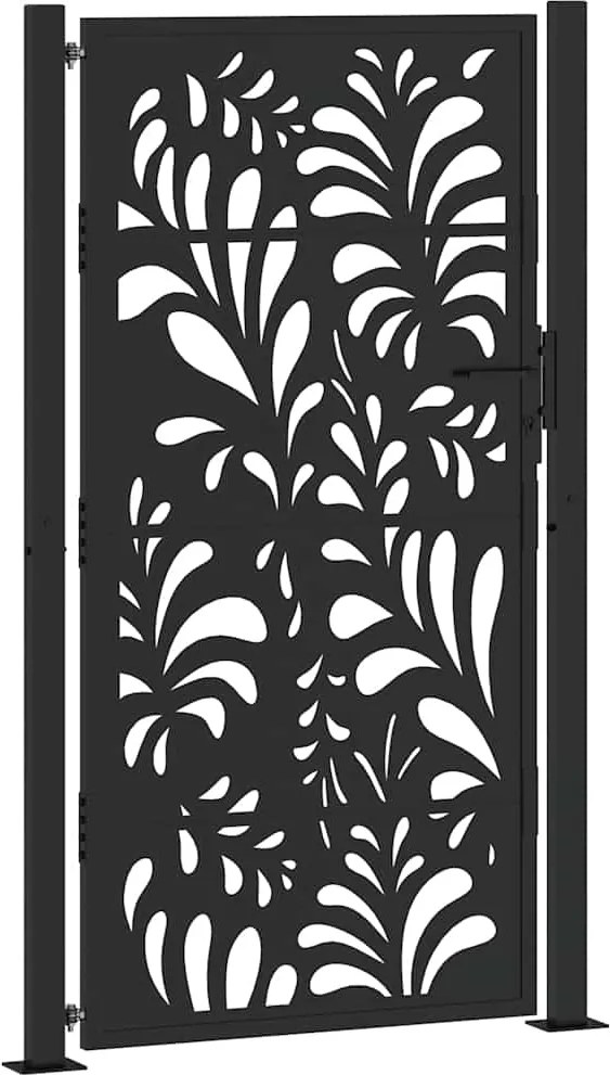 vidaXL fekete acél kerti kapu 100x175 cm hullámmintás acélból