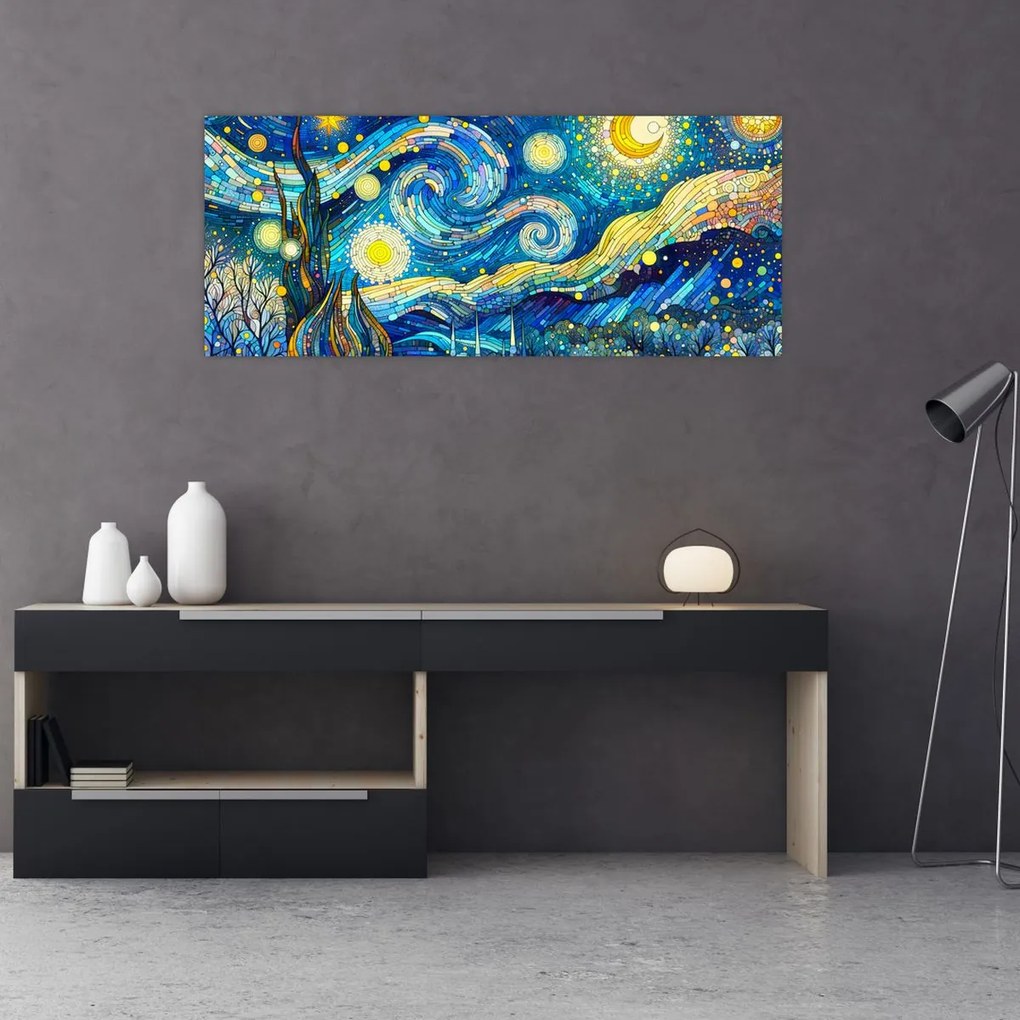 Kép – Csillagos éjszaka mozaikja (120x50 cm)