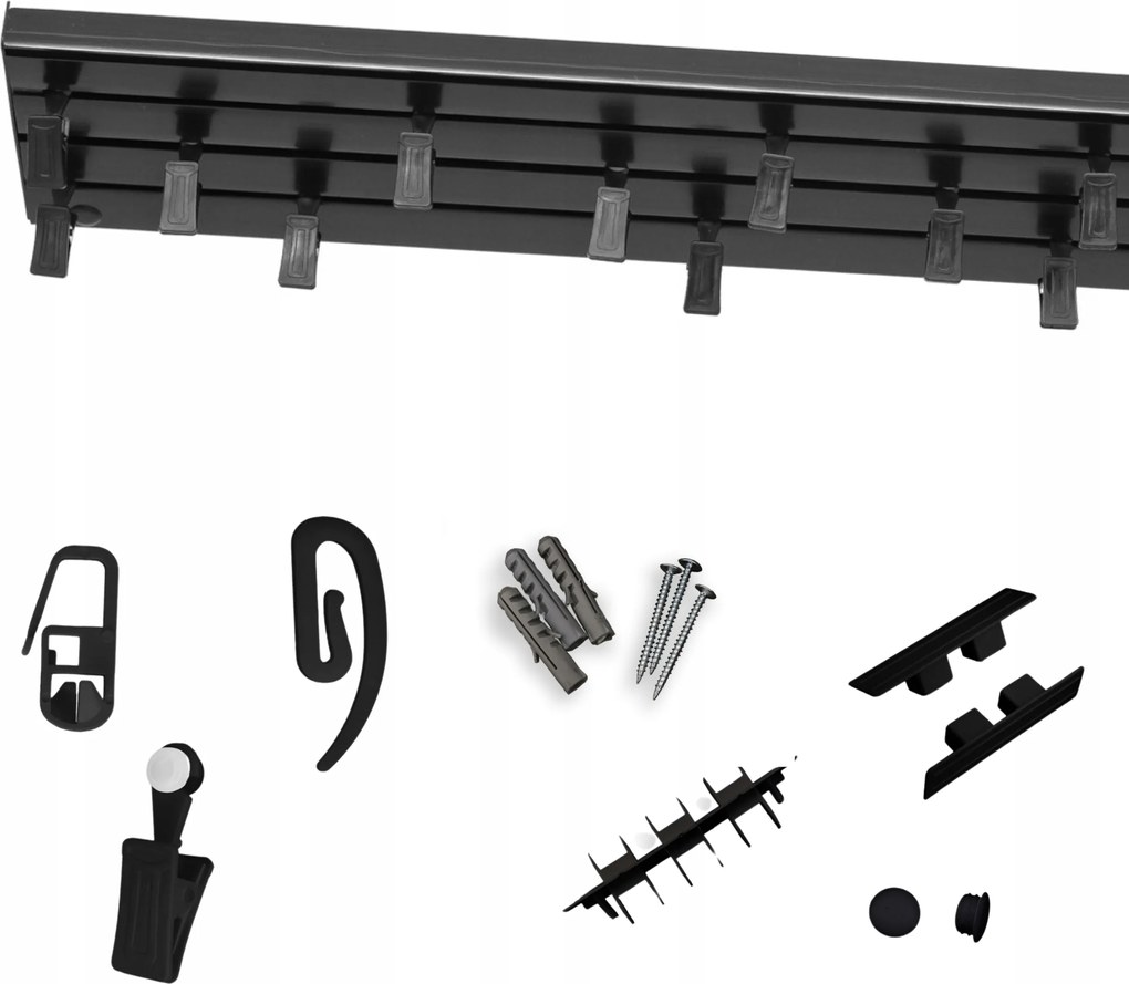 Mennyezeti sín Mennyezeti függönykarnis hármas Fekete Pvc béka 510 cm