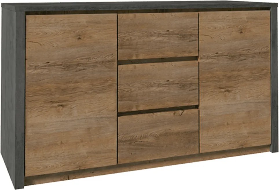 Komód, tölgy lefkas sötét/smooth szürke, MONTANA K2DP