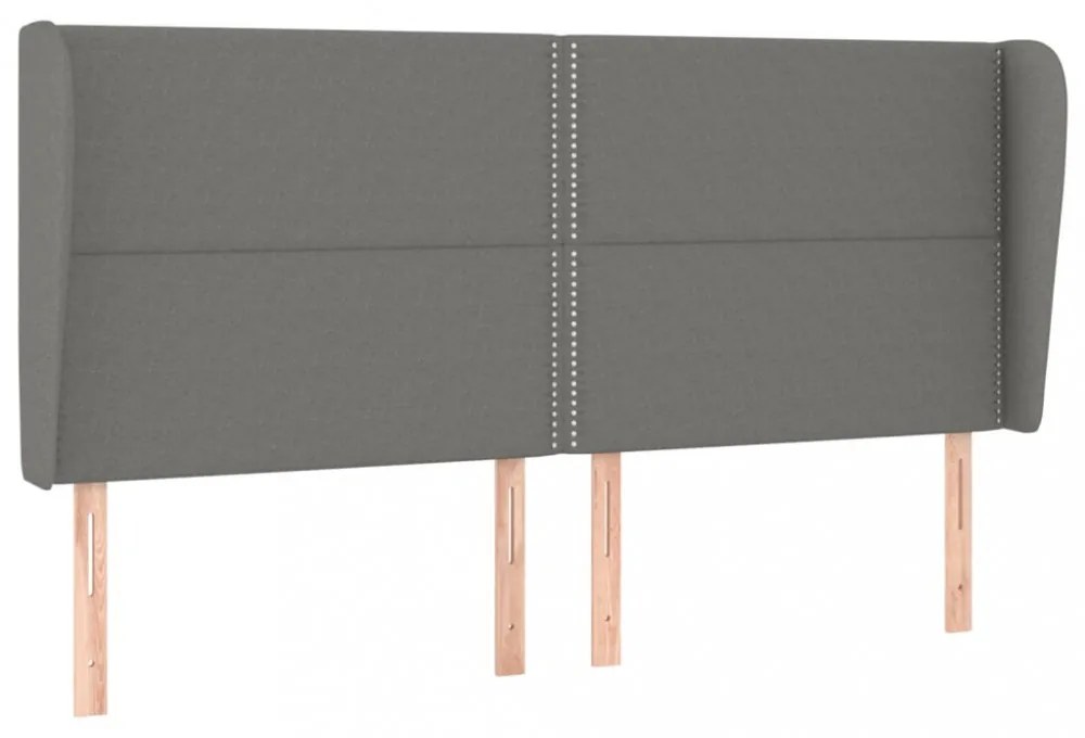 sötétszürke szövet fejtámla szárnyakkal 203x23x118/128 cm