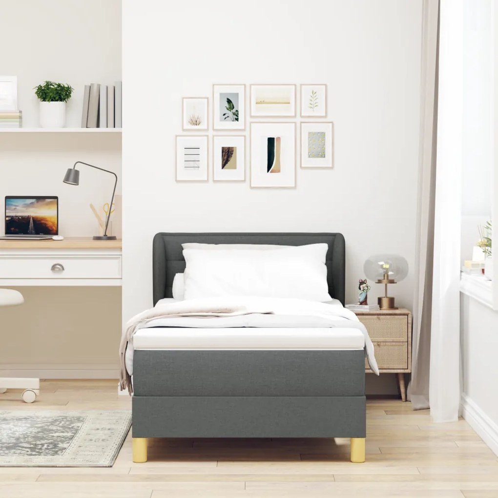 Boxspringágy Matracokkal Sötétszürke 90x200 cm Szövet