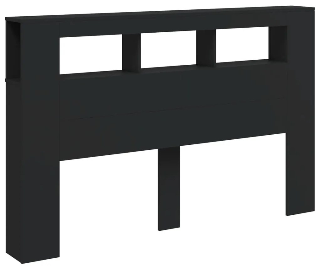 fekete szerelt fa LED-es fejtámla 160x18,5x103,5 cm