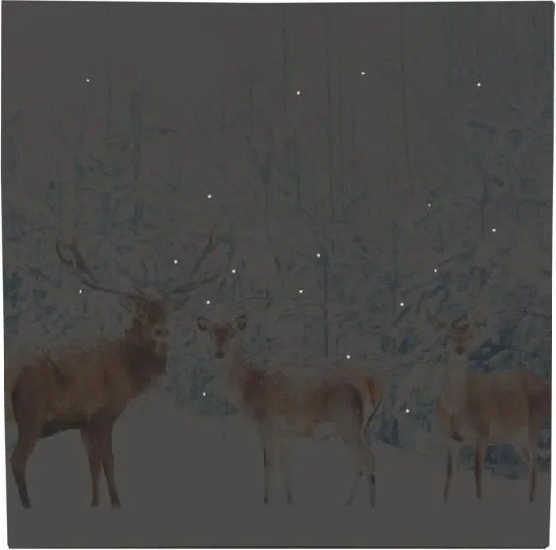 Fali kép Szarvas az erdőben LED időzítővel 40 x 40 cm