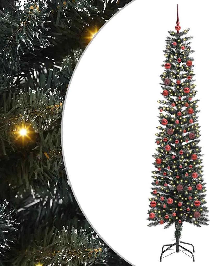 vidaXL Mű karácsonyfa 300 LED-del Zöld 210 cm PVC és Műanyag és Acél