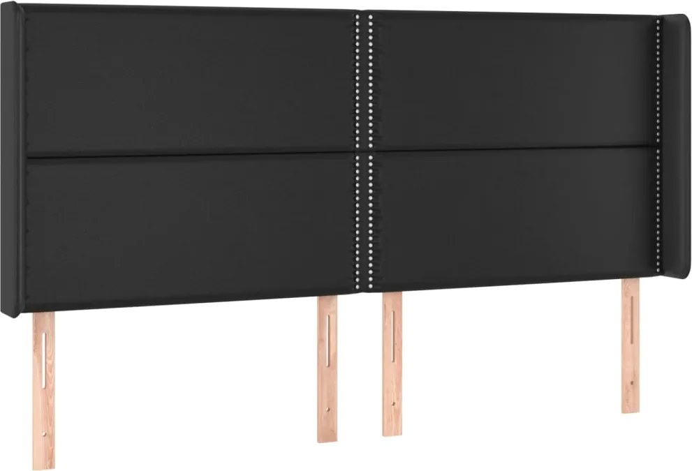 vidaXL fekete műbőr fejtámla szárnyakkal 203x16x118/128 cm