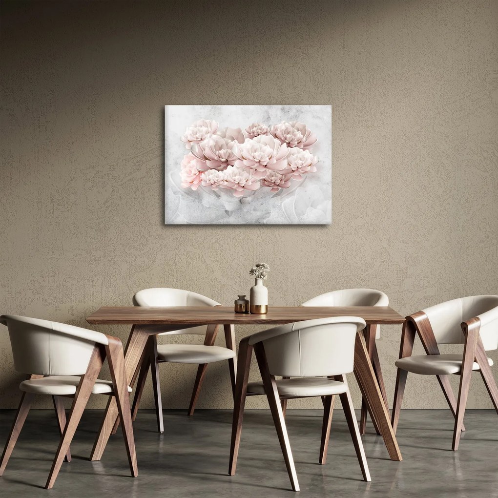 Kép - Rózsaszín virágok a falon (70x50 cm)