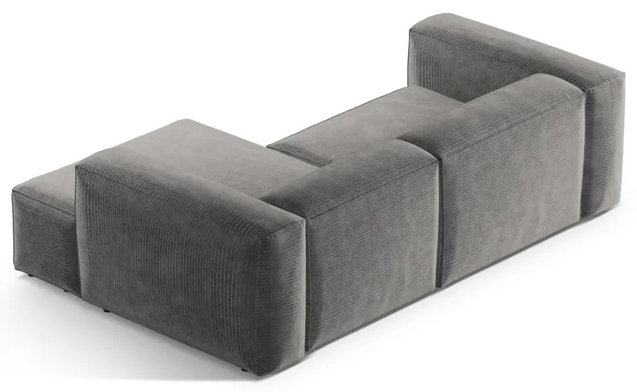 Világosszürke kordbársony sarokkanapé (jobb oldali-heverő résszel) Bergano – Cosmopolitan Design