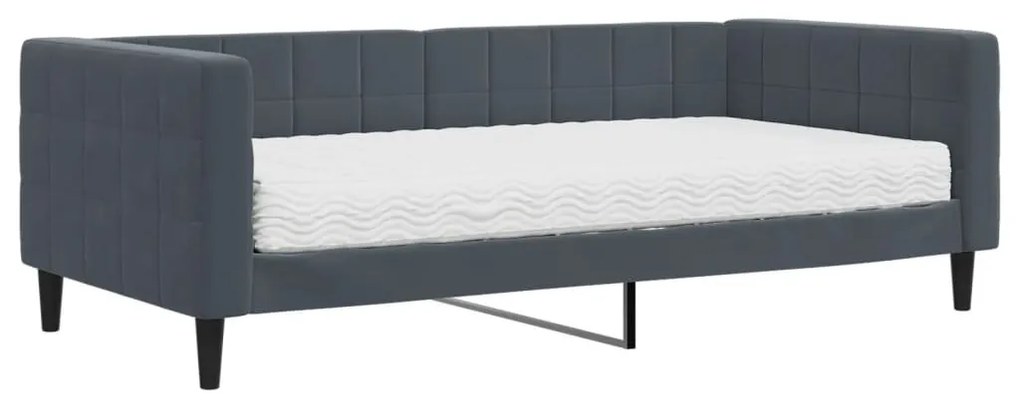 sötétszürke bársony heverő matraccal 90 x 190 cm