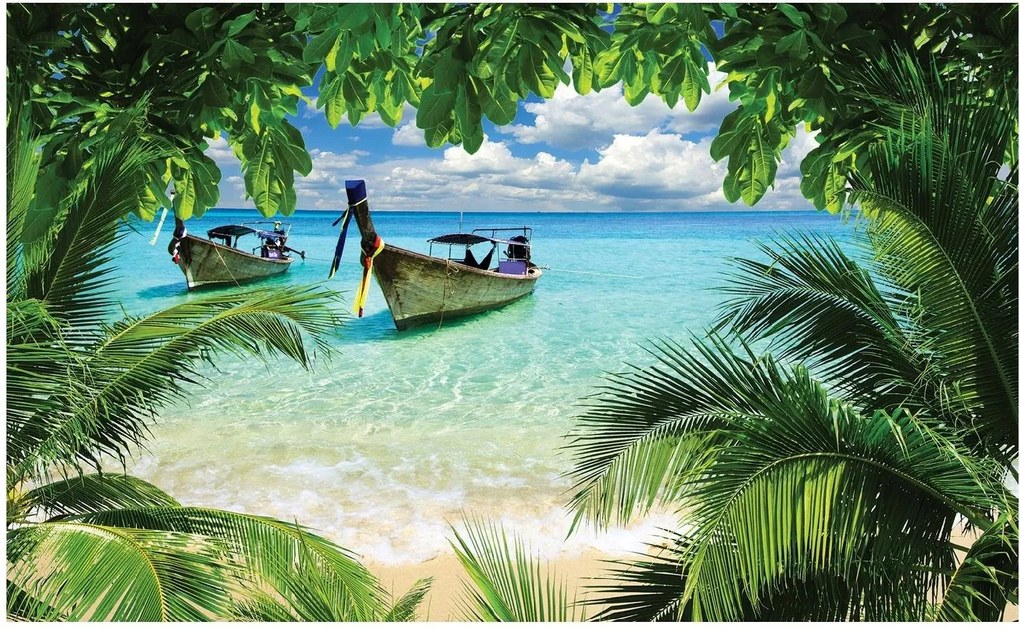 Fotótapéta Dzsungel Tengerpart Pálmafák Tenger 3D 312x219