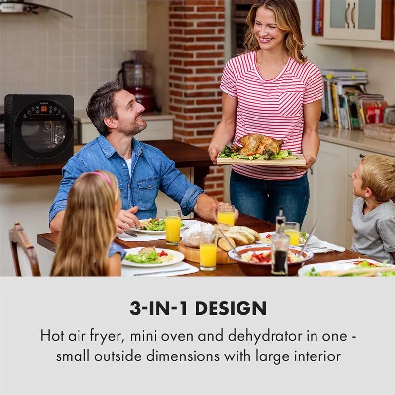 Klarstein AeroVital easy touch, forrólevegős fritőz, 1700 W, 14 l, 16 program, fekete