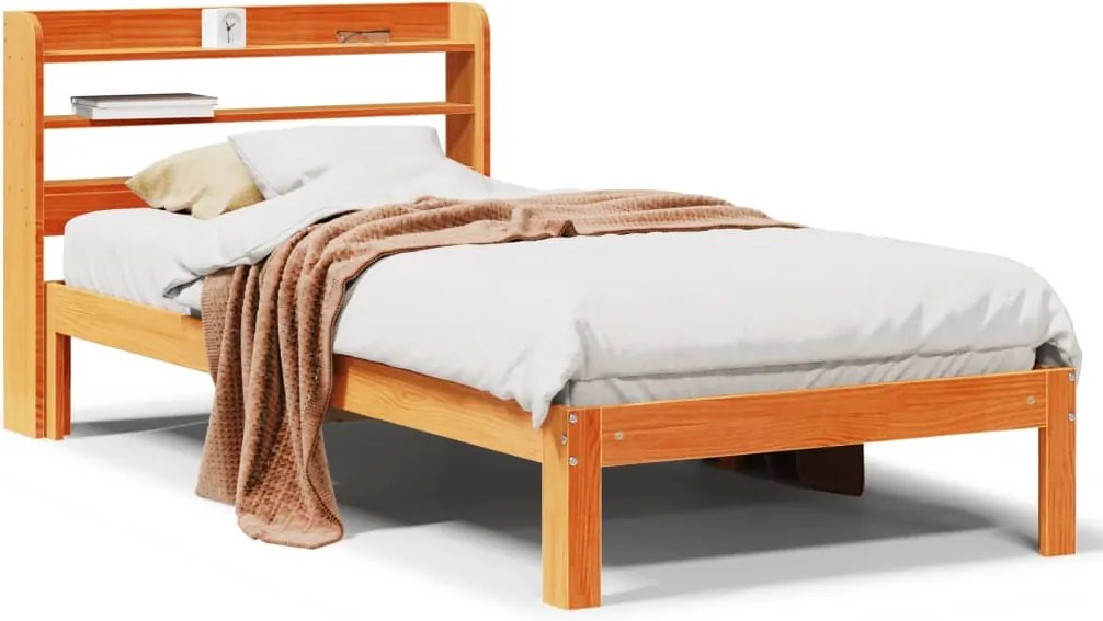 vidaXL viaszbarna tömör fenyőfa ágy matrac nélkül 75 x 190 cm