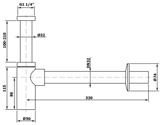 Bruckner - Kerek leeresztő DN32 fényezett króm