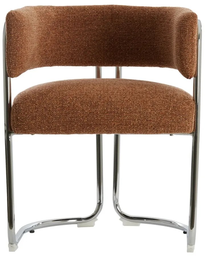 Világosbarna kárpitozott karfás étkezőfotel Adante – Light &amp; Living