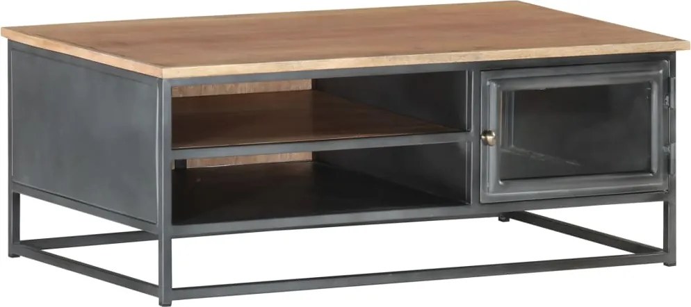 vidaXL szürke tömör akácfa dohányzóasztal 90 x 50 x 35 cm