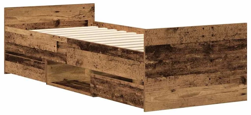 antik fa szerelt fa ágykeret matrac nélkül 100x200 cm