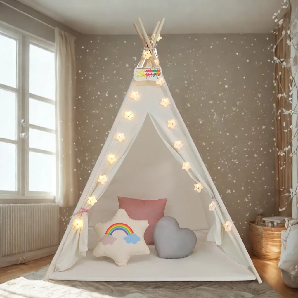 Jurhan JULIA gyerek teepee sátor, 160x120x120cm, bézs/rózsaszín