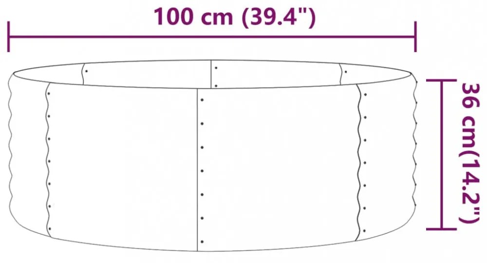 barna horganyzott acél kerti magaságyás 100x100x36 cm