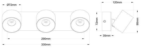 Globo 56961-3S - LED spotlámpa RAE 3xLED/6W/230V