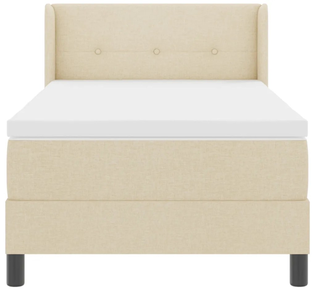 Boxspring Ágy Matraccal, Krém szín, 90 x 200 cm, Szövet.