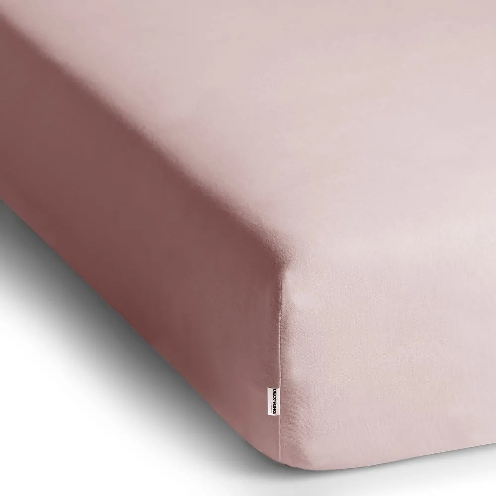 Világos rózsaszín gumis jersey lepedő 90x200 cm Amber – Restilo