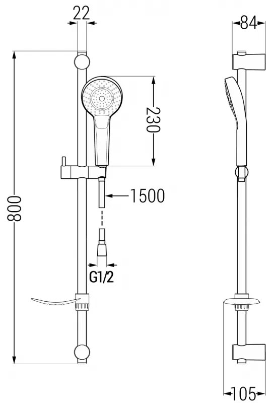Mexen Royo DF05 fürdőszett, króm, 72203DF05-00