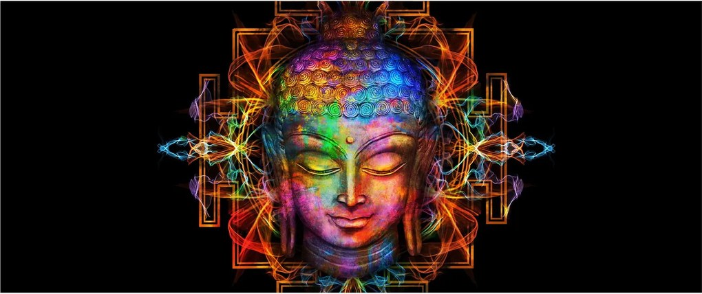 Kép - Buddha mellszobra neon színekben (120x50 cm)