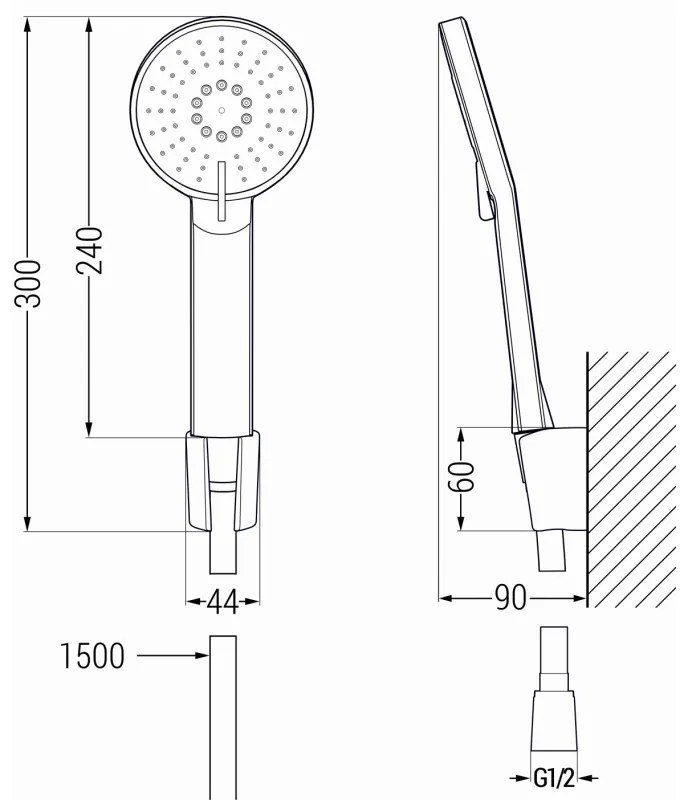 Mexen Lynx R40 fürdőszett zuhanygarnitúrával, fekete, 745903R40-70