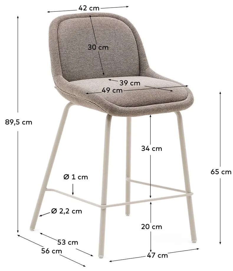 Szürkésbézs bárszék (ülésmagasság 65 cm) Aimin – Kave Home
