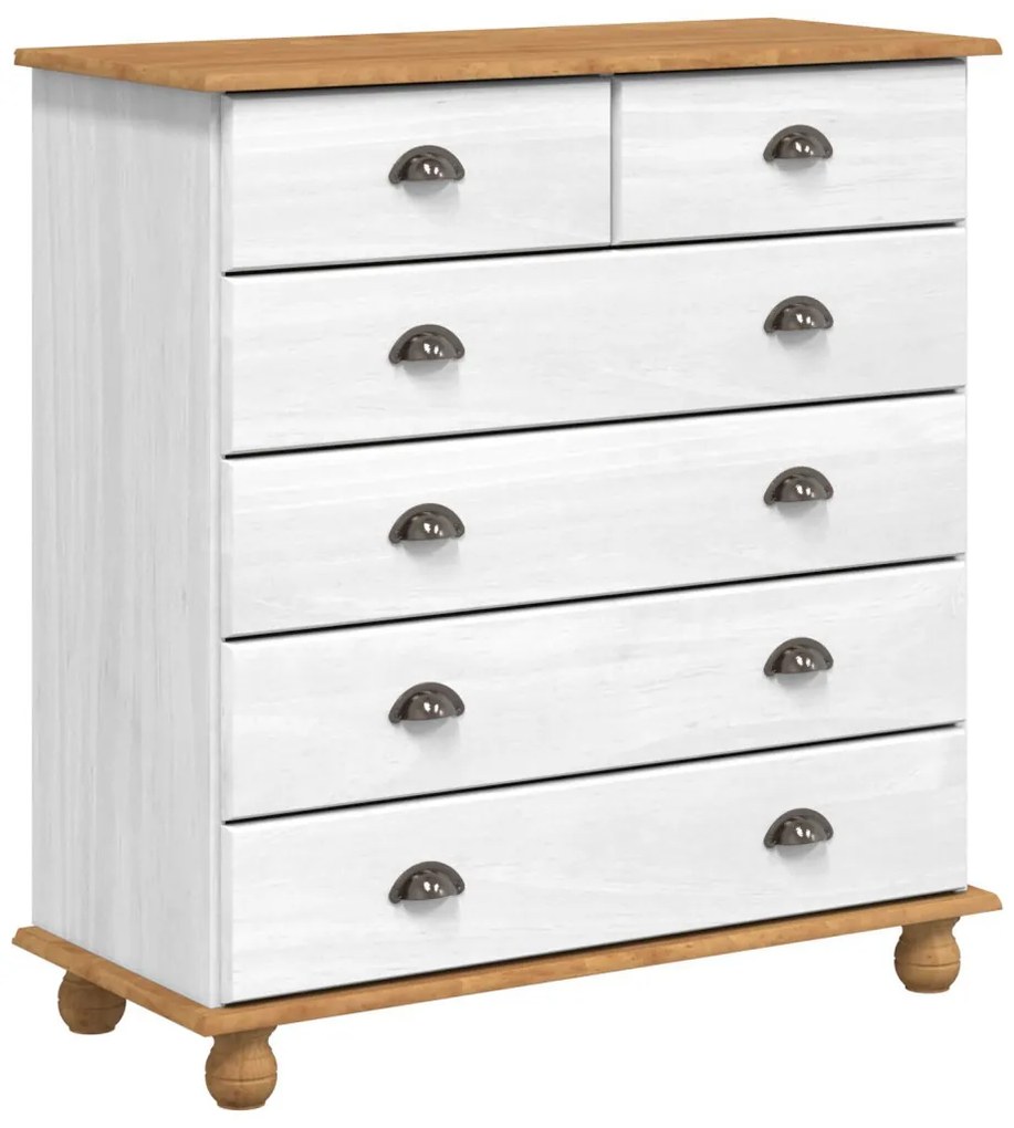 Fiókos Szekrény ASKIM" Fehér 91x40x95,5 cm Tömör Fenyőből"