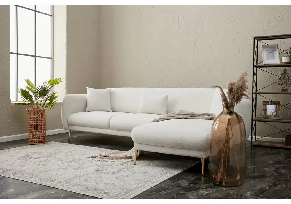 Fehér sarokkanapé (jobb oldali-heverő résszel) Simena – Balcab Home