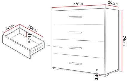 Komód Teratino 4SZ (fehér)  . 1103688